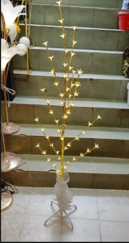 Rechargeable Golden Tree Decor Lamp 2M Metal
