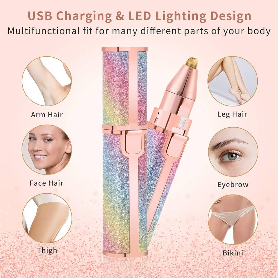 2 In 1 Rechargeable Flawless Eyebrow Hair Remover & Facial Hair Trimmer