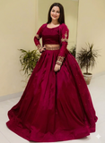 Maroon Shamoz Silk Gown Suit for  Wear
