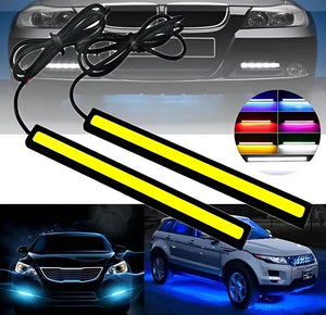 LED Strip Lights for Motorcycles & Cars - Bright White, Durable ABS, 8 Pcs