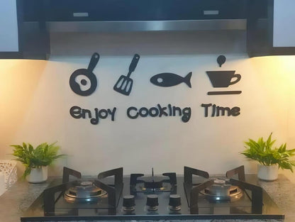 3D Wall Art Black Laser Cut Modern Kitchen Decor