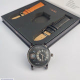 Men's Quartz Watch Set with 2 Straps Stainless Steel