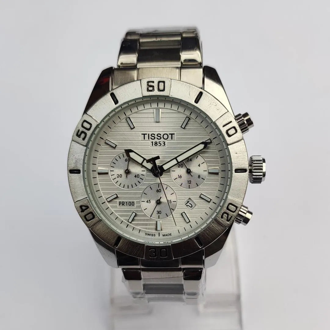 Tissot Chronograph Watch Stainless Steel Silver Dial