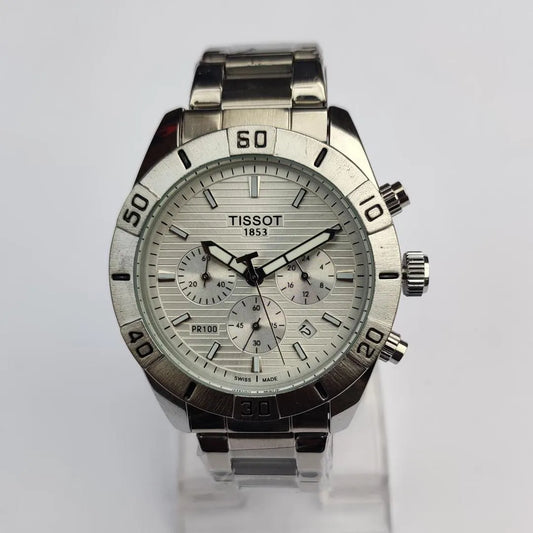 Tissot Chronograph Watch Stainless Steel Silver Dial