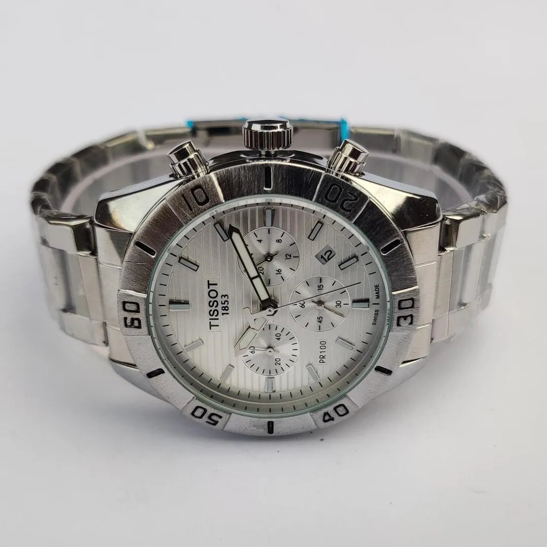 Tissot Chronograph Watch Stainless Steel Silver Dial