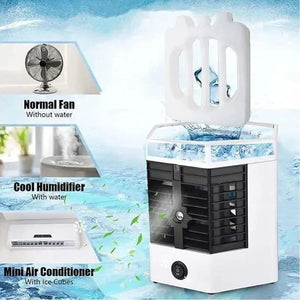 Mini Air Cooler with Humidifier & Fan, 1440 Watts, ABS Plastic, Blue Design