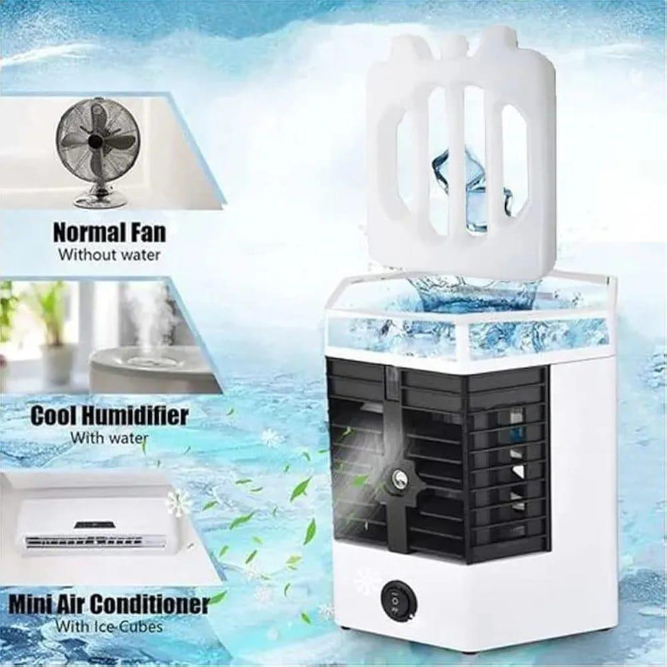 Mini Air Cooler with Humidifier & Fan, 1440 Watts, ABS Plastic, Blue Design