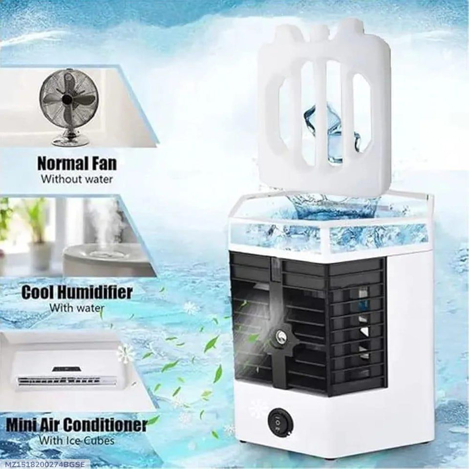 Mini Air Cooler with Humidifier & Fan, 1440 Watts, ABS Plastic, Blue Design