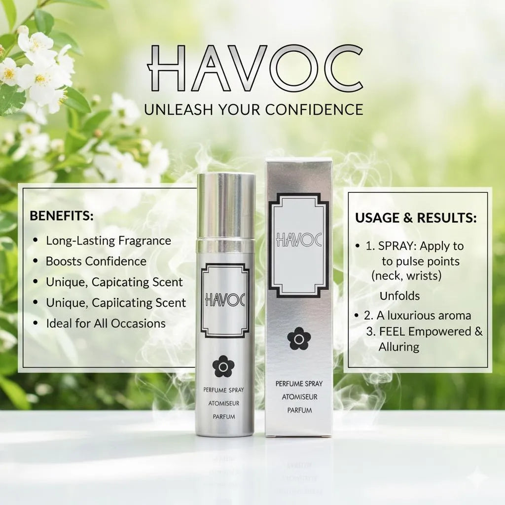 HAVOC Unisex Perfume 75ml Silver Bottle Long Lasting Mood Enhancer