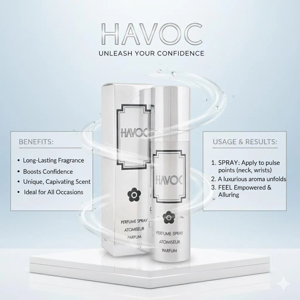 HAVOC Unisex Perfume 75ml Silver Bottle Long Lasting Mood Enhancer