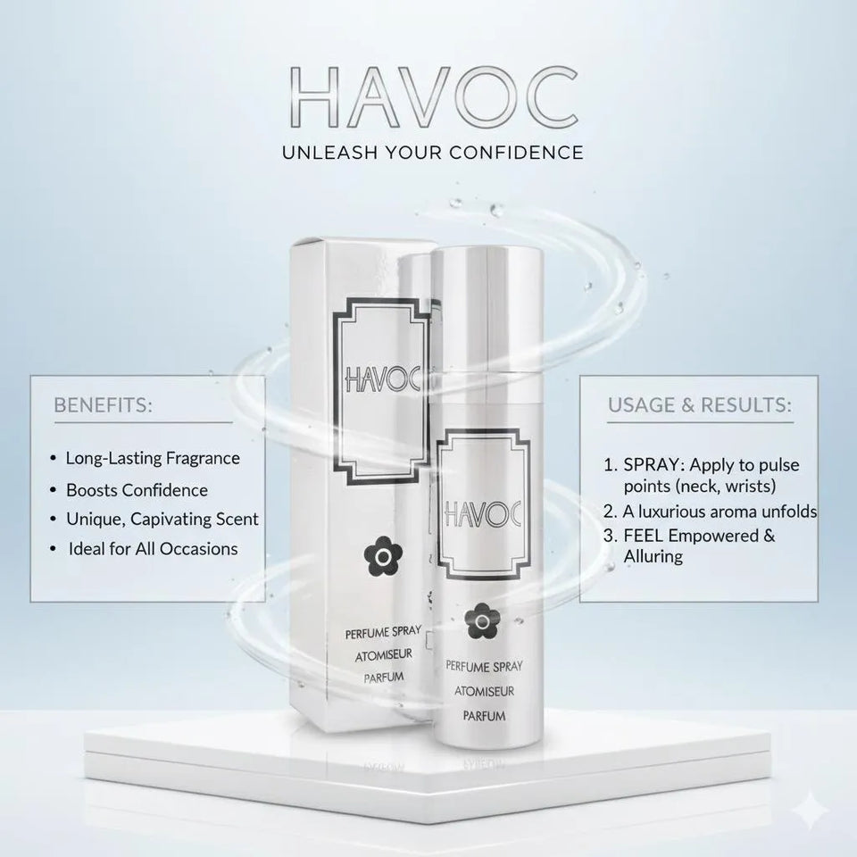 HAVOC Unisex Perfume 75ml Silver Bottle Long Lasting Mood Enhancer