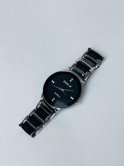 Men's Stainless Steel Black Dial Quartz Watch 50ml