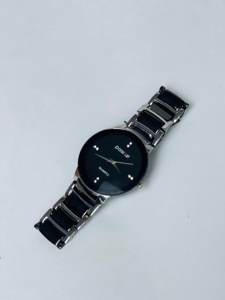 Men's Stainless Steel Black Dial Quartz Watch 50ml
