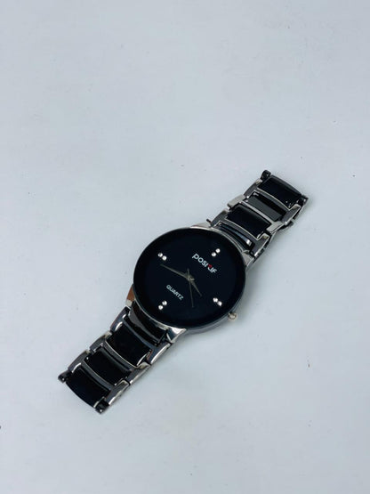 Men's Stainless Steel Black Dial Quartz Watch 50ml