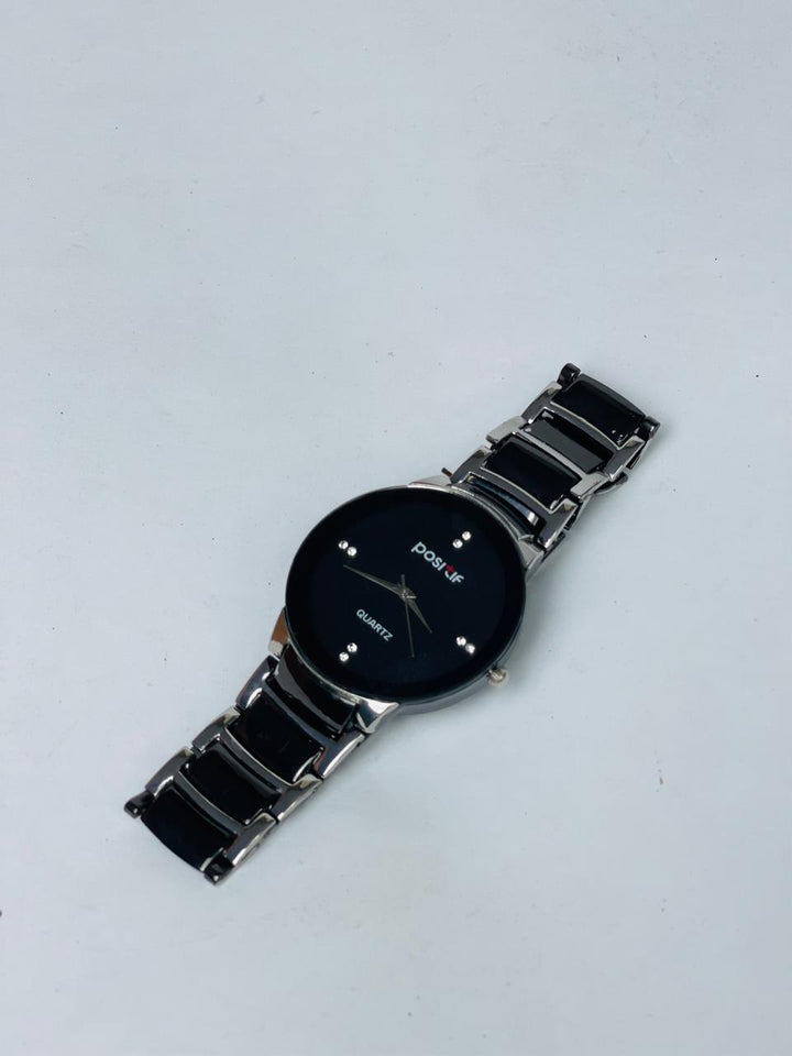 Men's Stainless Steel Black Dial Quartz Watch 50ml