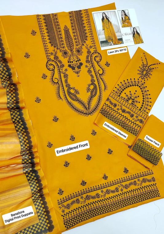 Women's Yellow Embroidered Kurta Set with Dupatta