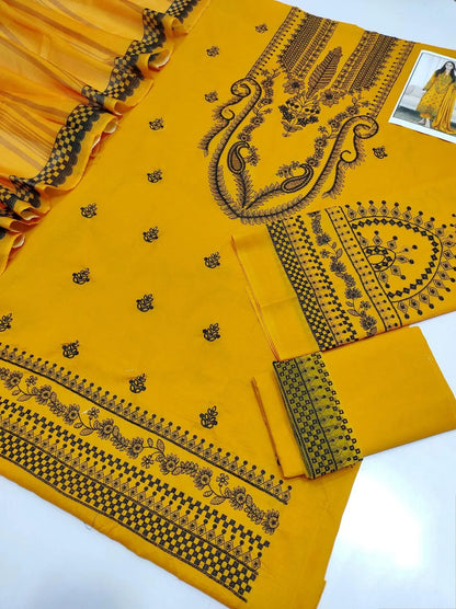 Women's Yellow Embroidered Kurta Set with Dupatta