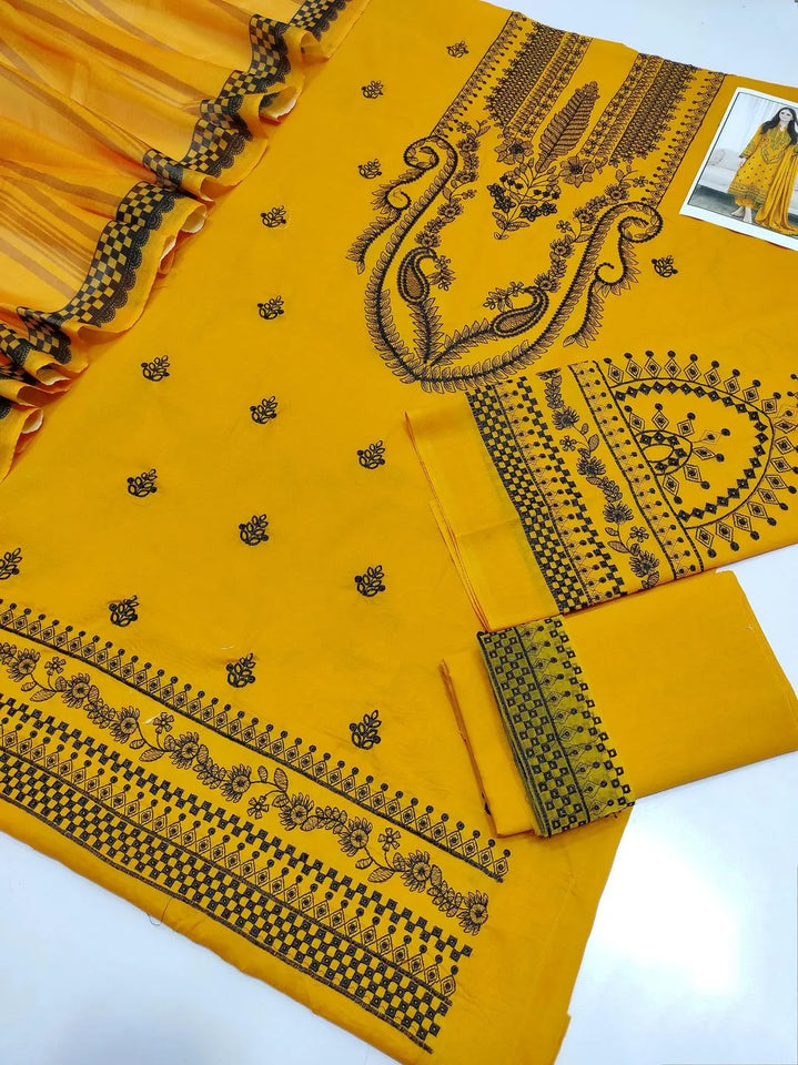 Women's Yellow Embroidered Kurta Set with Dupatta