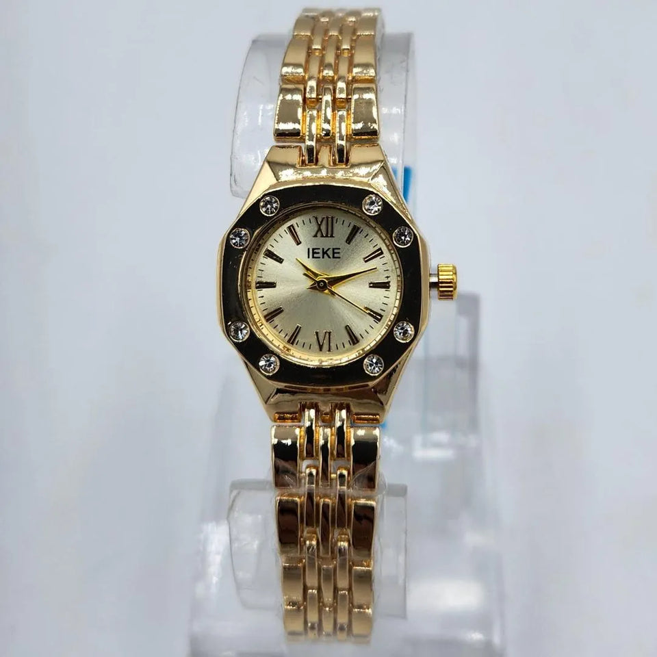 Women's Gold Octagonal Watch with Diamond Accents