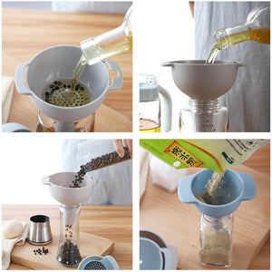 4 IN 1 Multi-function Canning Funnel Set Wide Mouth Plastic Funnel Filter Oil Pot Liquids Pour Oil